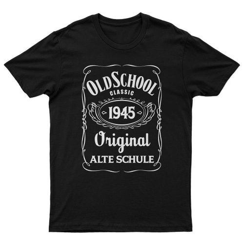 T-Shirt Oldschool Geburtstag schwarz 1945-1970